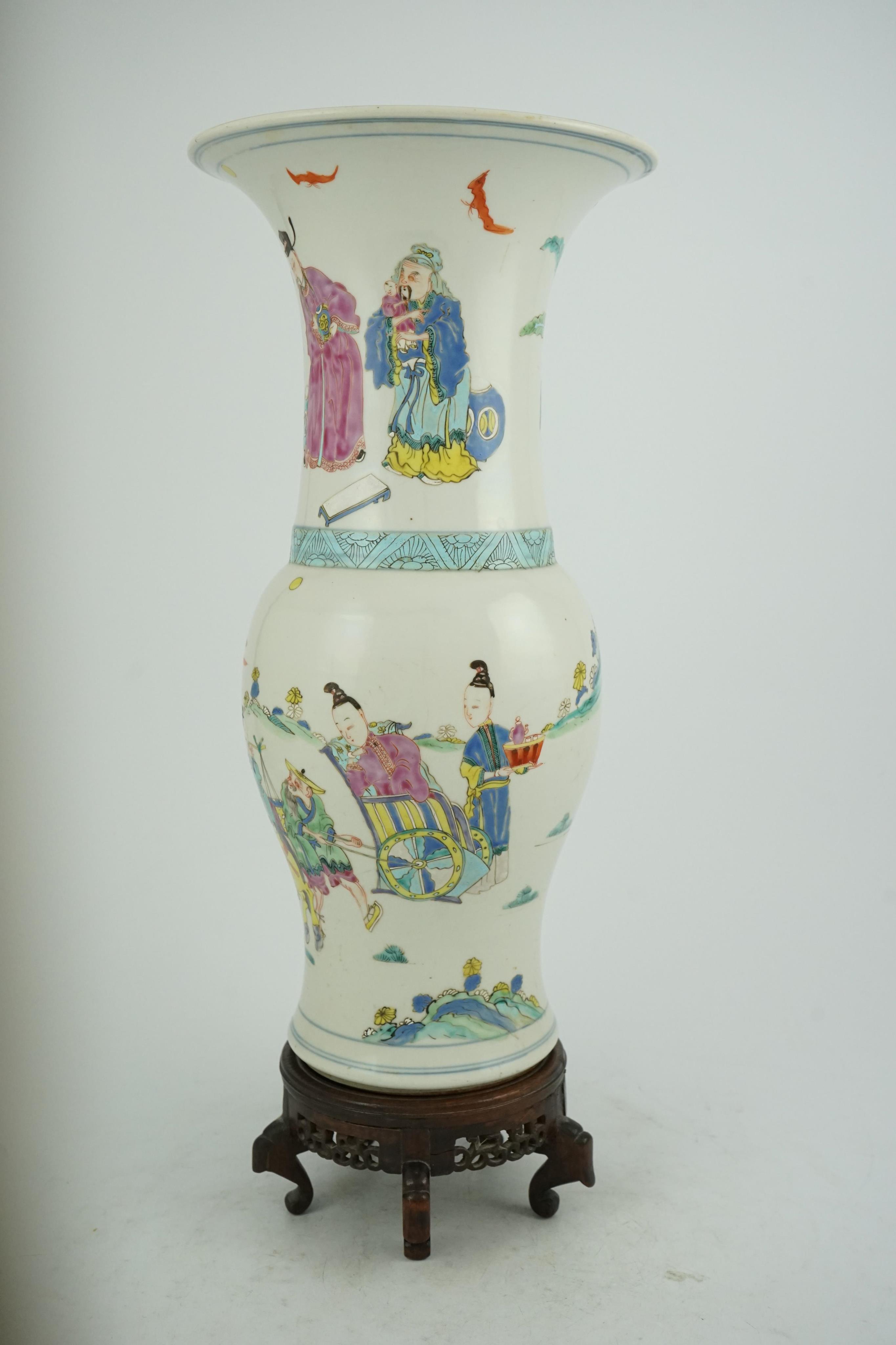 A rare Chinese famille rose ‘Sanxing’ yen-yen vase, Yongzheng period (1723-1735)